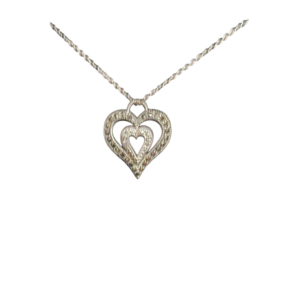 JUDITH JACK Silver Heart Necklace w Marcasite & Crystal Rhinestones - Picture 3 of 5